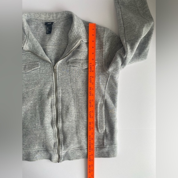 H&M Mens Zip Up Casual Jacket Gray L Collard‎ Pockets Soft Shell Minimalism - Picture 11 of 11